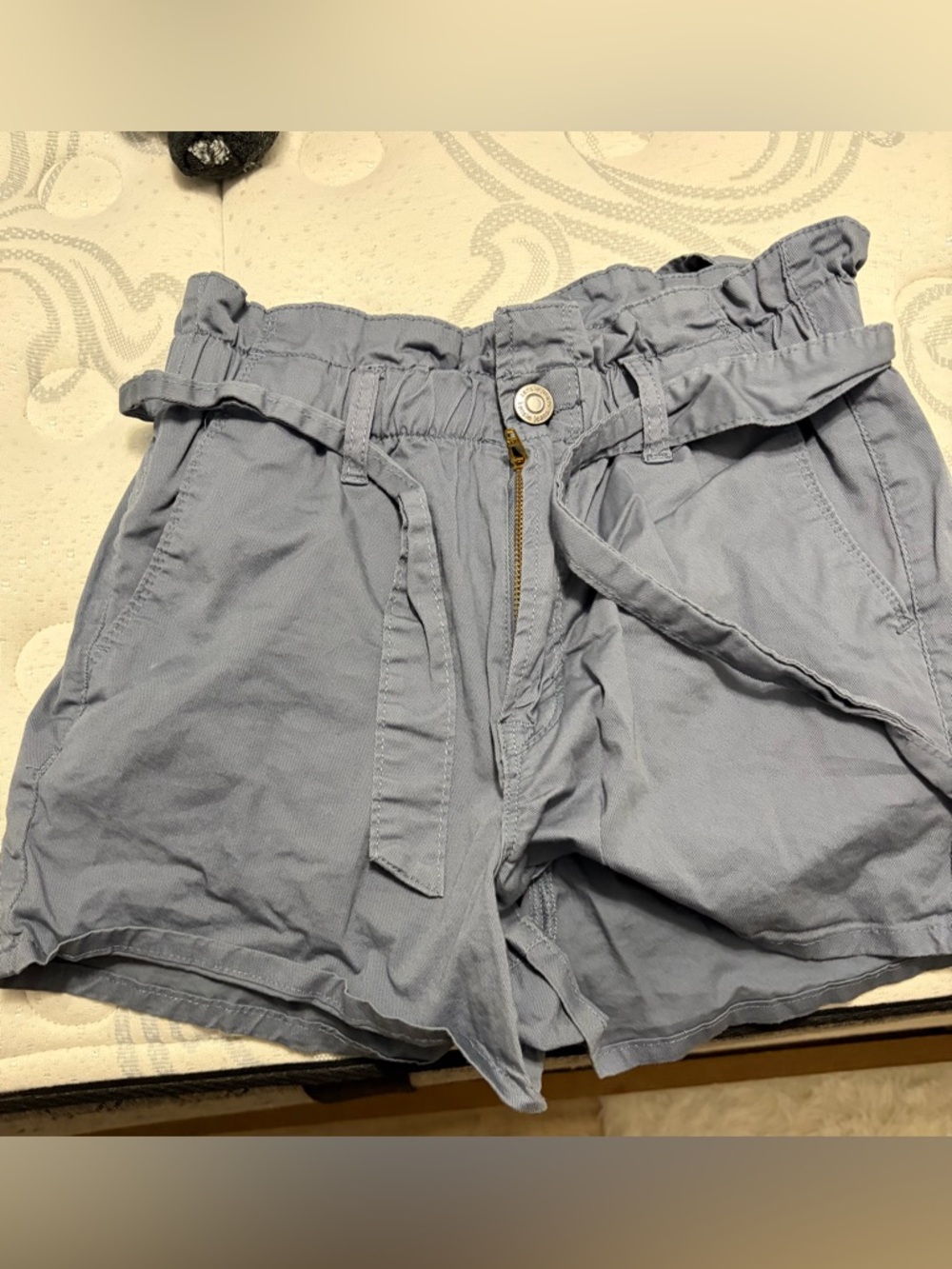 Kensie Light Blue Paperbag Waist High-Rise Women's Shorts